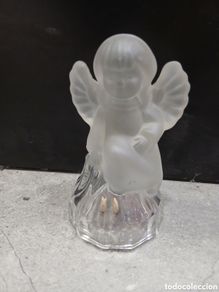 Antigüedades: Campanilla angelito de cristal. (L91)
